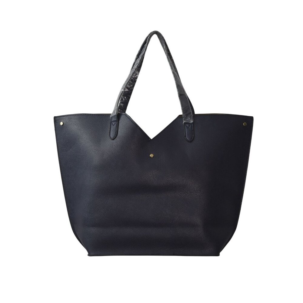 Neiman Marcus Navy Blue Tote Bag With Tassel Accent Gold Hardware - Picture 2 of 4